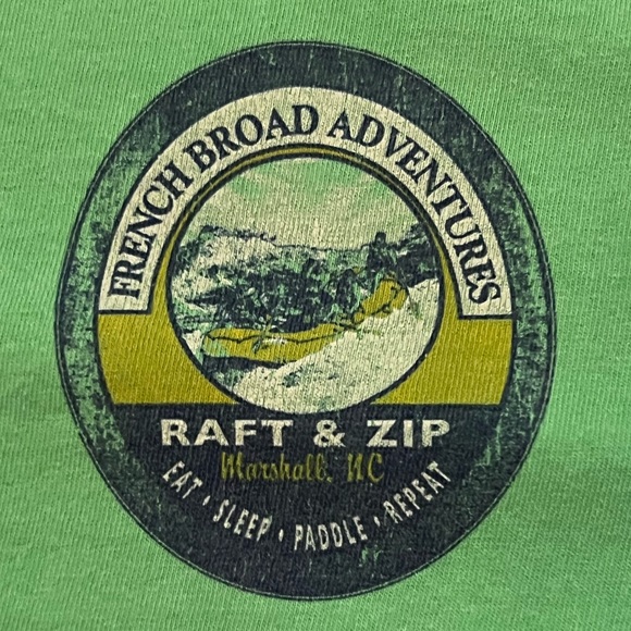 French Broad Adventures Raft & Zip Marshall, NC Eat, Sleep, Paddle, Repeat Tee. - Picture 2 of 5